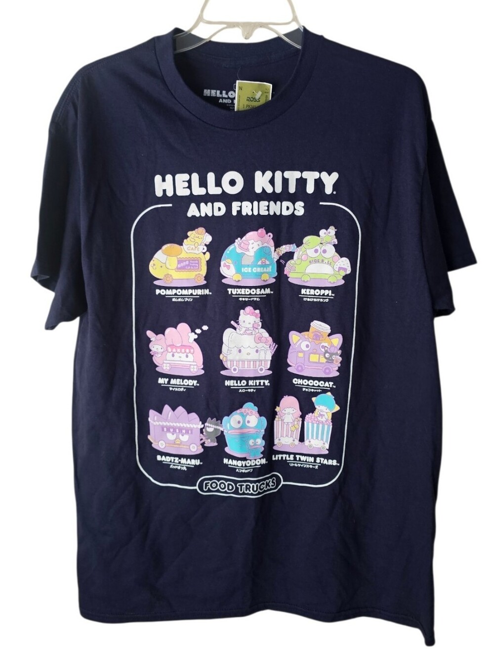 Hello Kitty Navy Short Sleeve Graphic Tee with Pastel Character Print